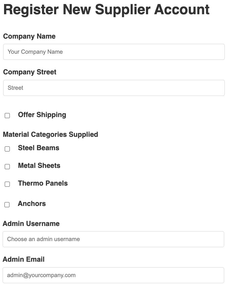 Supplier Registration